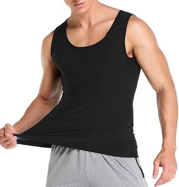 مشد الفانلة الرجالي اسود للتنحيف وشد الجسم