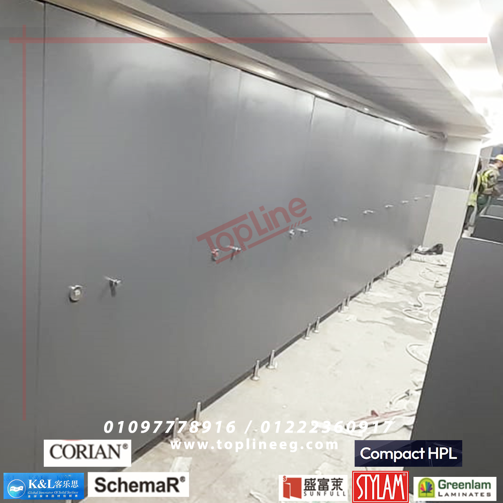 الكومباكت HPL - لقواطيع - فواصل الحمامات - اللوكرز - قرص الترابيزات- Compact HPL for Bathroom doors,