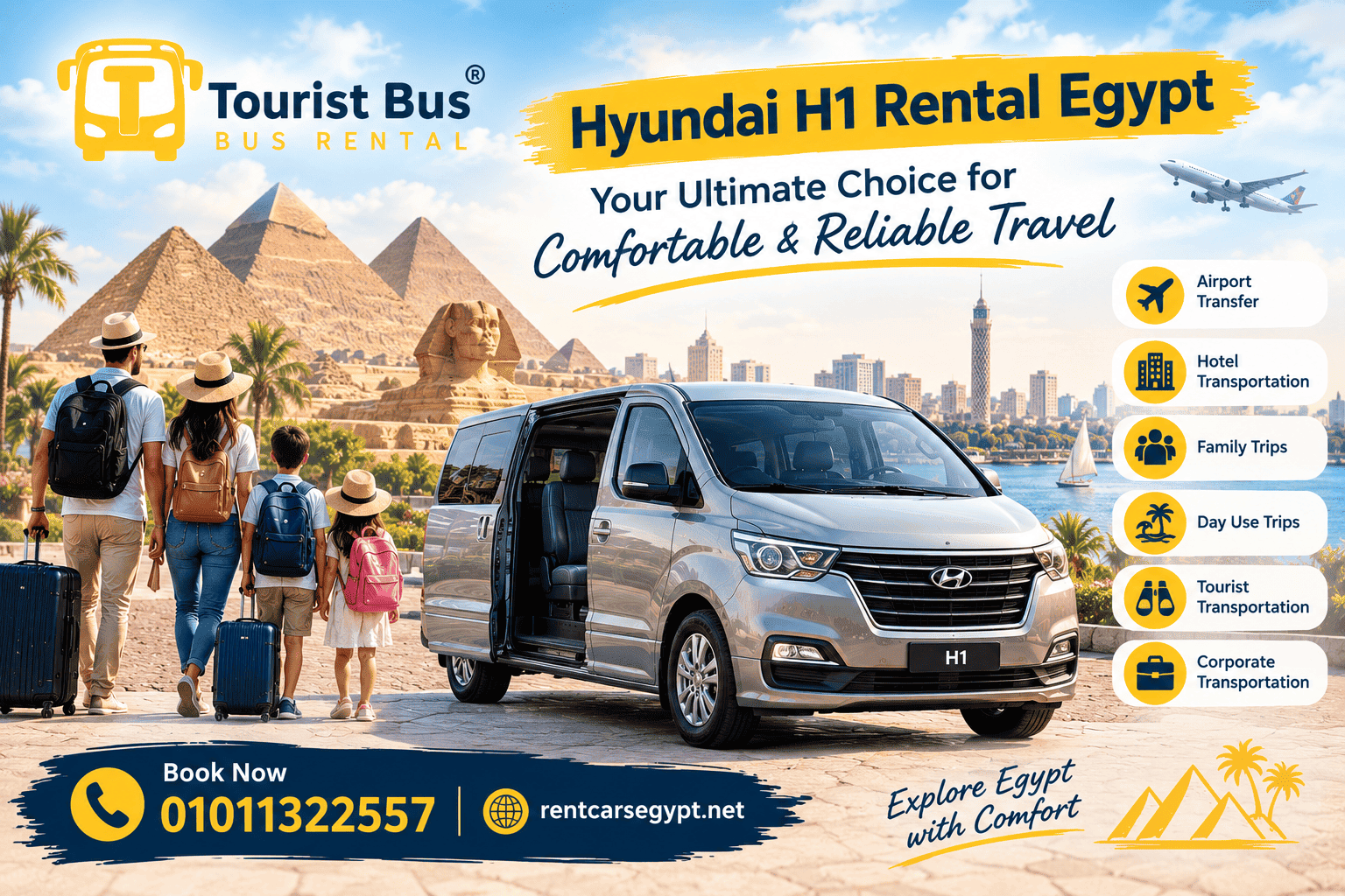 Hyundai H1 Rental in Egypt | Comfortable Van with Drivering trip?